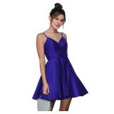SDPANLLD Short Homecoming Dresses Spaghetti Strap Satin Dresses for Women Party (Size 2, Regular, Royal Blue) - Retail: $40