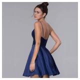 SDPANLLD Short Homecoming Dresses Spaghetti Strap Satin Dresses for Women Party (Size 2, Regular, Royal Blue) - Retail: $40