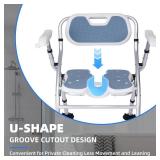 Heavy Duty Shower Chair for Inside Shower,550 lbs Foldable Shower Chair for Elderly and Disabled, Adjustable Height Chairs with Padded Arms and Back for Bathroom - Retail: $90