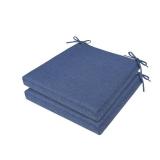 OTTERLEAd Chair Cushions for Dining Chairs, Indoor Square Seat Cushion with Ties and Removable Washable Cover, 15.5 x 15.5" x 2", Kitchen Chair Cushions Set of 2, Blue - Retail: $28