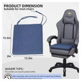 OTTERLEAd Chair Cushions for Dining Chairs, Indoor Square Seat Cushion with Ties and Removable Washable Cover, Chair Pads 15.5 x 15.5" x 2", Kitchen Chair Cushions Set of 2, Blue - Retail: $28