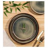 TheTerra Ceramic Dinnerware Sets for 4, 12 Pieces Porcelain Lightweight Speckled Plates and Bowls Sets, Scratch Resistant Dish Set, Oven & Microwave & Dishwasher Safe, Coca Mocha - Retail: $70