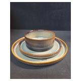 TheTerra Ceramic Dinnerware Sets for 4, 12 Pieces Porcelain Lightweight Speckled Plates and Bowls Sets, Scratch Resistant Dish Set, Oven & Microwave & Dishwasher Safe, Coca Mocha - Retail: $70