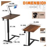 NIUTN Overbed Bedside Table with Wheels, Adjustable Hospital Bedside Desk, Rolling Laptop Table, Mobile Standing Desk, Laptop with Cup Holder & Phone/Tablet - Retail: $95