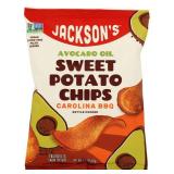 Jacksons Chips Sweet Potato Chips Avocado Oil Carolina Barbeque Flavor Kettle Cooked, Vegan, Gluten Free, Non GMO, Paleo and Kosher Friendly, 2.5 Ounce, Pack of 8