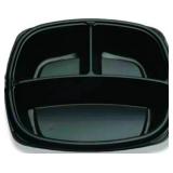 Forum 10 3 Compartment Black Deep Square Base Container - 40 ct