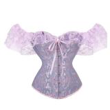 SHYMMUO Purple Corset Top for Women Off Shoulder Lace Up Renaissance Gothic Bustier Steampunk Corset Tops Halloween Costumes S - Retail: $28