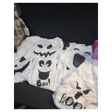 Xuhal 5 Pcs Group Halloween Costumes Ghost Pumpkin Butterfly Crayon Hippie Mexican Poncho Costume for Men Women Party Cosplay(Ghost) - Retail: $26