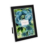 Laura Ashley 5x7 Black Enamel Picture Frame, Silver Metal Edge with Easel (5x7, Black W/Silver) - Retail: $19