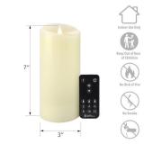 Softflame Flameless LED Candles with Remote Control, 3" x 7", Flickering 3D Moving Flame Battery Operated Candles in Real Wax Shell for Indoor Use, Ivory - Retail: $20