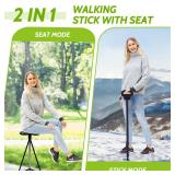 ALEVMOOM Walking Cane with seat,Lightweight Aluminum Triangular Construction Folding Cane, Portable Cane Seats for Women Men Seniors Capacity 440lb - Retail: $63