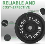 Fitvids Standard Cast Iron 2-Inch Weight Plates for Strength Training & Weightlifting, 40 Pounds Set