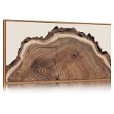 SIKERIC Framed Nature Tree Ring Wall Art, (40X20 inch) Modern Wood Stump Canvas Wall Art Set Of 1,Large Wood Tree Spiral Art Prints, Abstract Wall Painting for Living Room, Bedroom, Office