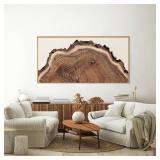 SIKERIC Framed Nature Tree Ring Wall Art, (40X20 inch) Modern Wood Stump Canvas Wall Art Set Of 1,Large Wood Tree Spiral Art Prints, Abstract Wall Painting for Living Room, Bedroom, Office