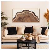 SIKERIC Framed Nature Tree Ring Wall Art, (40X20 inch) Modern Wood Stump Canvas Wall Art Set Of 1,Large Wood Tree Spiral Art Prints, Abstract Wall Painting for Living Room, Bedroom, Office