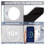 Vanity Mirror with Lights, 32 x 24 Tabletop Hollyhood Makeup Mirror, Hollywood Lighted Mirror with 18 Dimmable LED Bulbs,3 Colors Modes,Touch Control,Metal Frame,