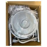 HOMLAND 3-in-1 Bedside Commode Chair with Sturdy Dual-Crossbar Support Construction, Stable Portable Commode Toilet with 7.5Qt Potty Bucket, 350 Lbs Bedside Commodes for Seniors, Silver