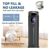 Large Humidifier for Bedroom, 9L/2.5Gal Ultrasonic Cool Mist, Easy Clean with 350ML/H Large Mist Speed, Remote control, Quiet Tower, Suitable for Kids Room Plant Yoga Study Room Office (Black)
