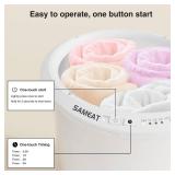 SAMEAT Heated Towel Warmers for Bathroom - Large Towel Warmer Bucket, Wood Handle, Auto Shut Off, Fits Up to Two 40"X70" Oversized Towels, White