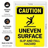 Caution Uneven Surface Slip and Fall Hazard OSHA Sign, 10x7 Inches, Rust Free .040 Aluminum, Fade Resistant, Made in USA
