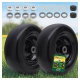 11x4.00-5 Flat Free Tire and Wheel (2 Pack),Universal 11x4-5 Solid Smooth Tractor Turf Tire with Rim, 3.4" Centered Hub and 3/4" & 5/8" Bushing, For Zero Turn Mowers and Riding Lawn Mower