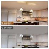 Retails for $130! 2-Light Gold Modern Linear Chandelier, 55 Inch Farmhouse Kitchen Island Lighting with White Fabric Shades, Dining Room Light Fixtures for Living Room Bedroom, Height Adjustable