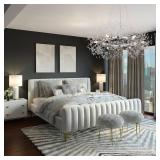 Retails for $160! Macarena Modern Crystal Chandelier Dining Room Light Fixtures Silver Firework,Chrome Large Round Pendant Hanging Lighting for Bedroom Living Room Entryway Closet Bathroom Kitchen