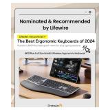 Backlit Bluetooth Ergonomic Keyboard, ProtoArc EK01 Plus Full Size Wireless Split Keyboard with Dual Bluetooth and USB, Cushioned Wrist Rest, Rechargeable for Windows/Mac/Android, Grey Black