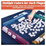SSFUN Mahjong All-in-One Tile Rack & Pusher, Clear Acrylic Mahjong Rack and Pusher Combo, Modern American Majiang Tile Racks Set of 4 (Multi-Color)