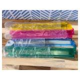 SSFUN Mahjong All-in-One Tile Rack & Pusher, Clear Acrylic Mahjong Rack and Pusher Combo, Modern American Majiang Tile Racks Set of 4 (Multi-Color)