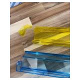 SSFUN Mahjong All-in-One Tile Rack & Pusher, Clear Acrylic Mahjong Rack and Pusher Combo, Modern American Majiang Tile Racks Set of 4 (Multi-Color)