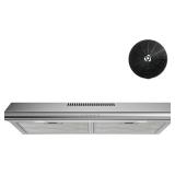 Retails for $111! FIREGAS Under Cabinet Range Hood 30 inch, Ducted/Ductless Convertible Kitchen Hood Over Stove Vent, LED Light, 3 Speed Exhaust Fan, Reusable Aluminum Filters, Push Button, with Charc