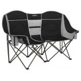 SUNNYFEEL Double Camping Chair Portable Folding Loveseat for 2 Adults Heavy Duty Oversized Camping Couch 600 lbs with Cup Holders & Storage for Outdoor Camping, Beach, Lawn, Patio RV & Indoor Use
