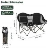 SUNNYFEEL Double Camping Chair Portable Folding Loveseat for 2 Adults Heavy Duty Oversized Camping Couch 600 lbs with Cup Holders & Storage for Outdoor Camping, Beach, Lawn, Patio RV & Indoor Use