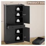 Retails for $190! BORNOON Pantry Organizers and Storage Cabinet, 70 Barn Door White Kitchen Cabinet with Drawers and Adjustable Shelf, Tall Pantry for Kitchen, Dining Room, Living Room Bedroom