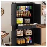 Retails for $190! BORNOON Pantry Organizers and Storage Cabinet, 70 Barn Door White Kitchen Cabinet with Drawers and Adjustable Shelf, Tall Pantry for Kitchen, Dining Room, Living Room Bedroom