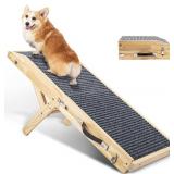 Wooden Dog Ramp for Couch High Bed, Non Slip Pet Ramps for Small Dogs and Cat with 5 Adjustable Height from 10.6