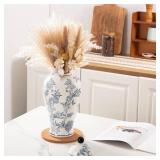 Magclay Ceramic Decorative Jars with Lid, Chinoiserie Ginger Jar for Home Decor, Vase Decor, Flowers and Birds, Blue and White