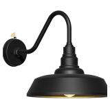 15 Inch Large Outdoor Gooseneck Barn Light, Dusk to Dawn Barn Light Waterproof and Rustproof Exterior Light Fixture for Patio, Porch, Garage, Gooseneck Lighting