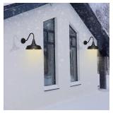 15 Inch Large Outdoor Gooseneck Barn Light, Dusk to Dawn Barn Light Waterproof and Rustproof Exterior Light Fixture for Patio, Porch, Garage, Gooseneck Lighting