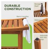 Retails for $130! GREENTEAK Shower Bench, Waterproof Teak Shower Stool, Wooden Stool for Bathroom, Teak Wood Shower Seat Chair for Shower Storage Shelf, 300 Lbs Capacity, Provides Safety (22