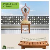 Retails for $130! GREENTEAK Shower Bench, Waterproof Teak Shower Stool, Wooden Stool for Bathroom, Teak Wood Shower Seat Chair for Shower Storage Shelf, 300 Lbs Capacity, Provides Safety (22