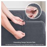 CHUN YI 7 Piece Couch Covers Sofa Covers Washable, Stretch Sofa Slipcovers for 3 Cushion Couch with Seperate Backrest and Cushion Covers, Anti Slip Furniture Protector for Dogs Pets (Large, Grey)