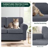 CHUN YI 7 Piece Couch Covers Sofa Covers Washable, Stretch Sofa Slipcovers for 3 Cushion Couch with Seperate Backrest and Cushion Covers, Anti Slip Furniture Protector for Dogs Pets (Large, Grey)