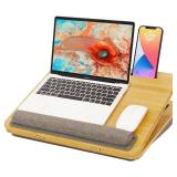 Lap Desk Laptop Desk Tray with Cushion, Laptop Lap Pad Bed Tray Adjustable Angle Portable,for Home Office, Sofa, Bed, Couch and car. Cushioned laptopTable Tray Bamboo