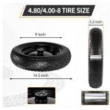 2 PCS 4.80/4.00-8 Flat Free Tire and Wheel, 14.5 Solid Wheelbarrow Tires, 5/8" 3/4" Bearings 3"-7" Centered Hub for Hand Truck, Garden Cart, Universal Fit 4.80/4.00-8, 3.50/3.00-8 4.00-6 etc