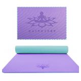 Hatha Yoga Extra Thick TPE Yoga Mat - 72"x 32" Thickness 1/2 Inch -Eco Friendly SGS Certified - With High Density Anti-Tear Exercise Bolster For Home Gym Travel & Floor Outside