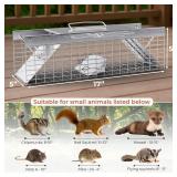 HOMESTEAD Live Rat Trap Indoor/Outside - Squirrel Trap, Have A Heart Animal for Chipmunk, Small Rabbits, Weasel and Similar-Size Rodents, 18"x5"x5", 2 Doors, Fully Assembled