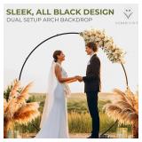 VerdeVista Convertible 6.5 FT Round Backdrop Stand - Heavy Duty Balloon Arch Stand with 2 Waterbags - Multiuse Photo Backdrop Arch, Black Circle Ring Balloon Arch Frame for Wedding Baby Shower & More