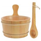 Sauna Bucket and Ladle Set, Wooden Sauna Bucket Sauna Accessories, LuxurySauna Wood Bucket Kit 1 Gallon (4 Liters) for Sauna Steam Room Indoor Outdoor